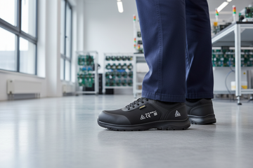 Professional ESD safety footwear worn in a modern workplace for reliable static protection and comfort