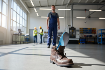 Orthopedic insoles for work safety enhance comfort in protective boots for professionals in industrial settings