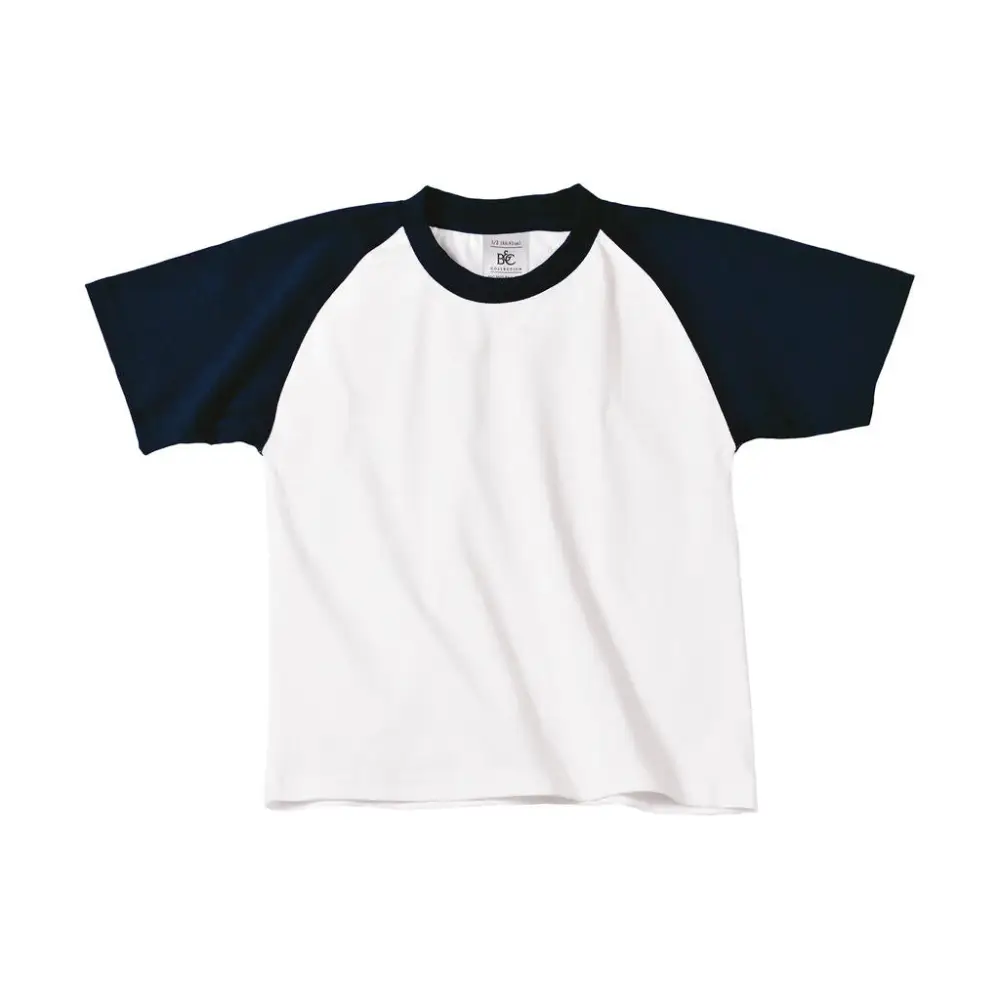 B&C Base-Ball/kids T-Shirt - white/navy / 3/4 (98/104)
