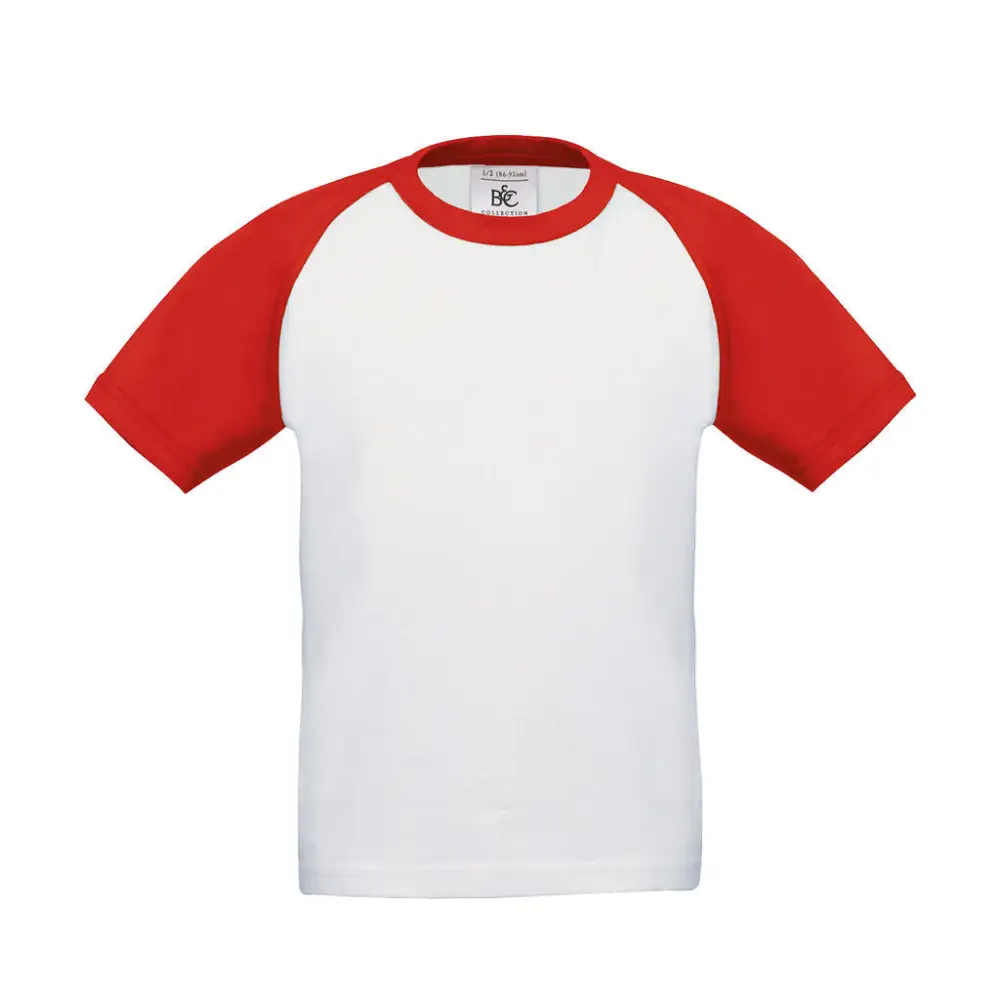 B&C Base-Ball/kids T-Shirt - White/Red / 3/4 (98/104)