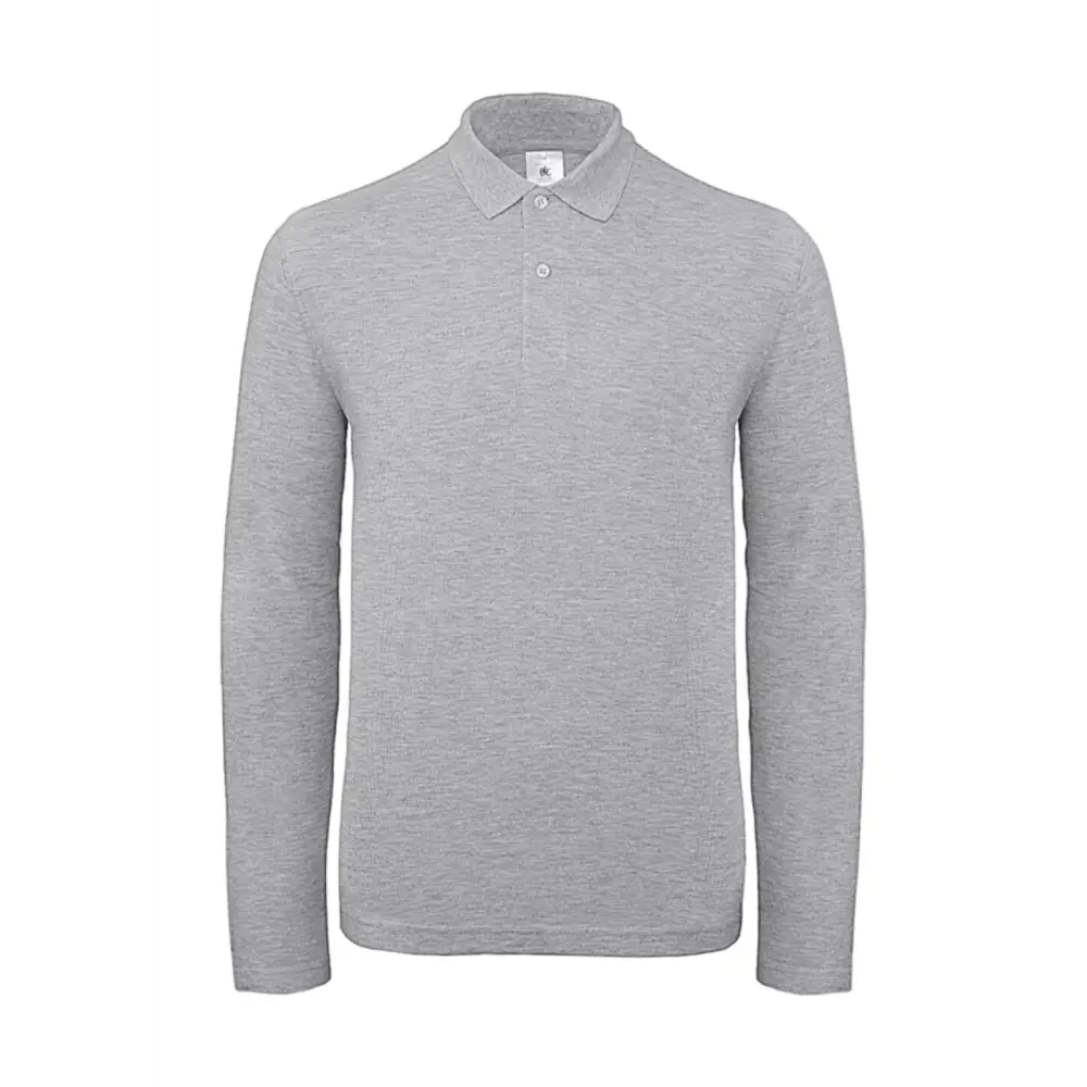 B&C ID.001 LSL Polo - Heather Grey / XS