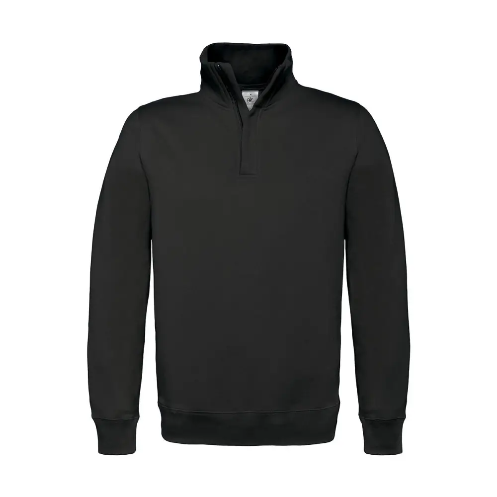 B&C ID.004 Cotton Rich 1/4 Zip Sweat - Black / S