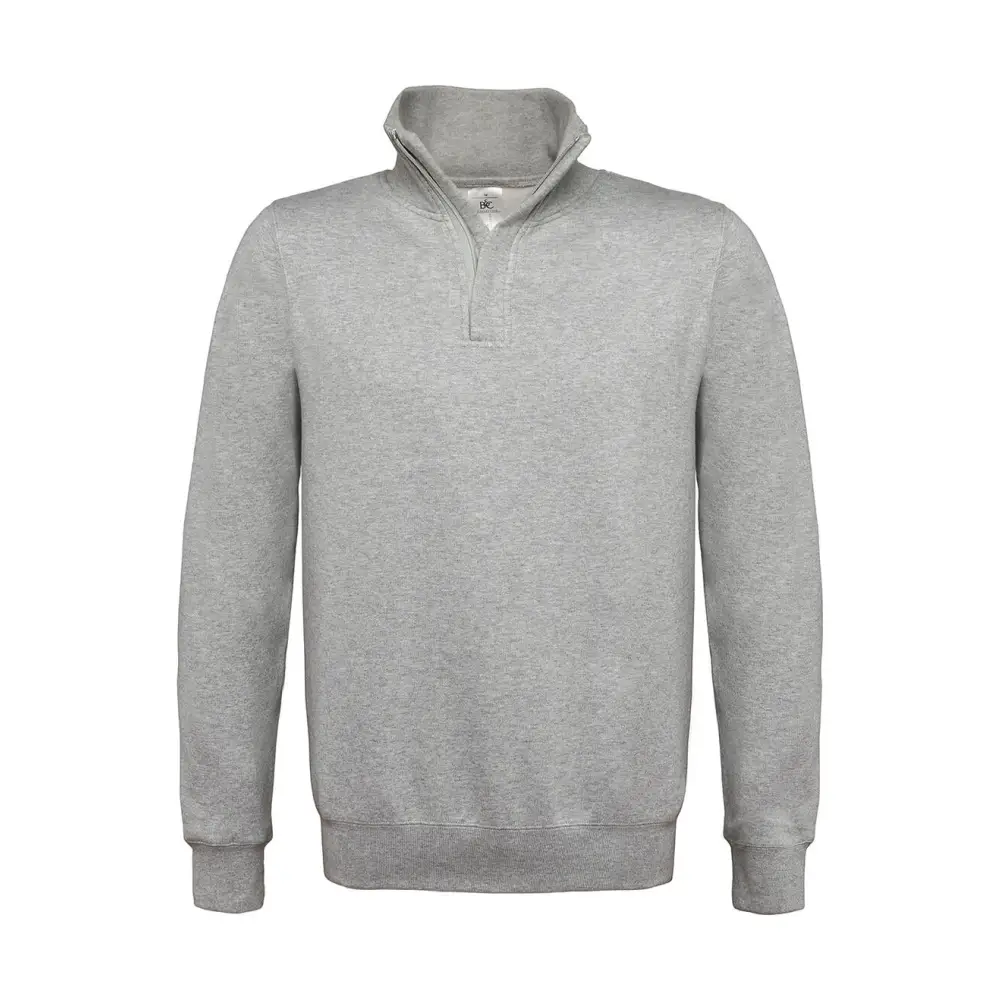 B&C ID.004 Cotton Rich 1/4 Zip Sweat - Heather Grey / S