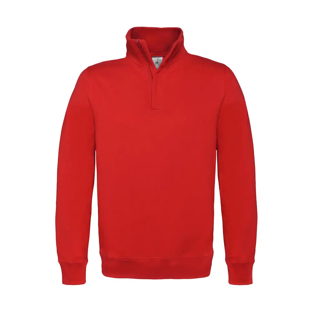 B&C ID.004 Cotton Rich 1/4 Zip Sweat - Red / S