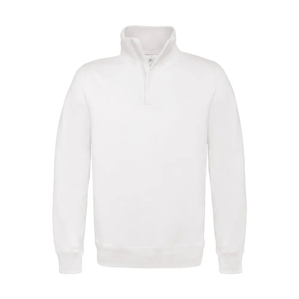 B&C ID.004 Cotton Rich 1/4 Zip Sweat - White / S