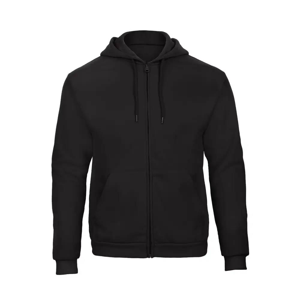 B&C ID.205 50/50 Hooded Full Zip Sweat Unisex - Black / XS