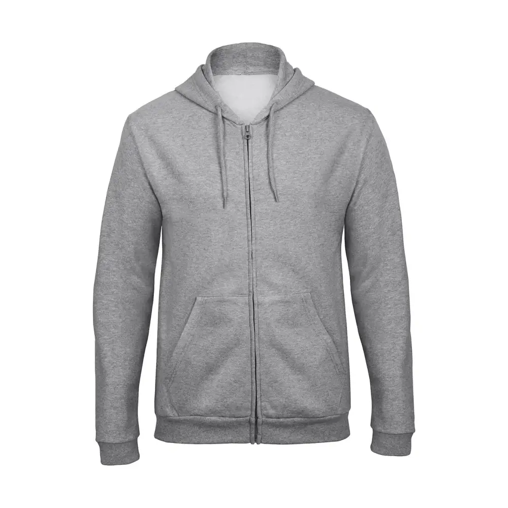 B&C ID.205 50/50 Hooded Full Zip Sweat Unisex - Heather Grey / XS