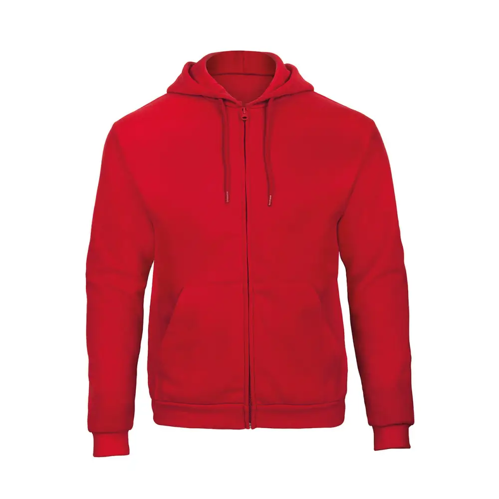 B&C ID.205 50/50 Hooded Full Zip Sweat Unisex - Red / XS