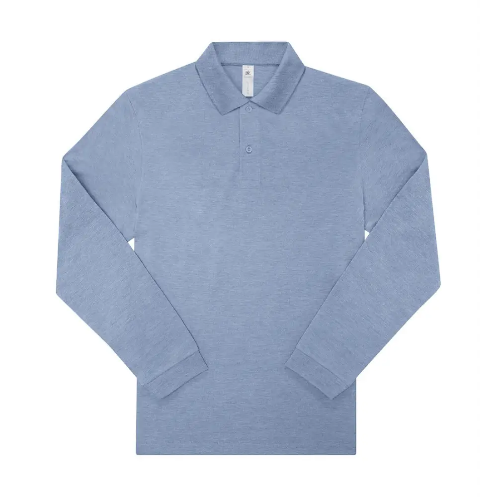 B&C My Polo 210 LSL - Heather Blue / S