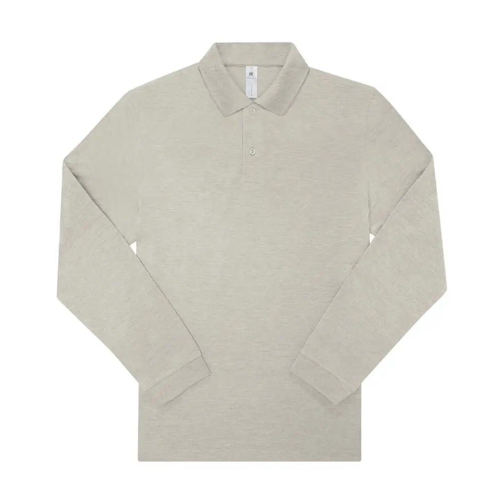 B&C My Polo 210 LSL - Heather Grey Fog / S