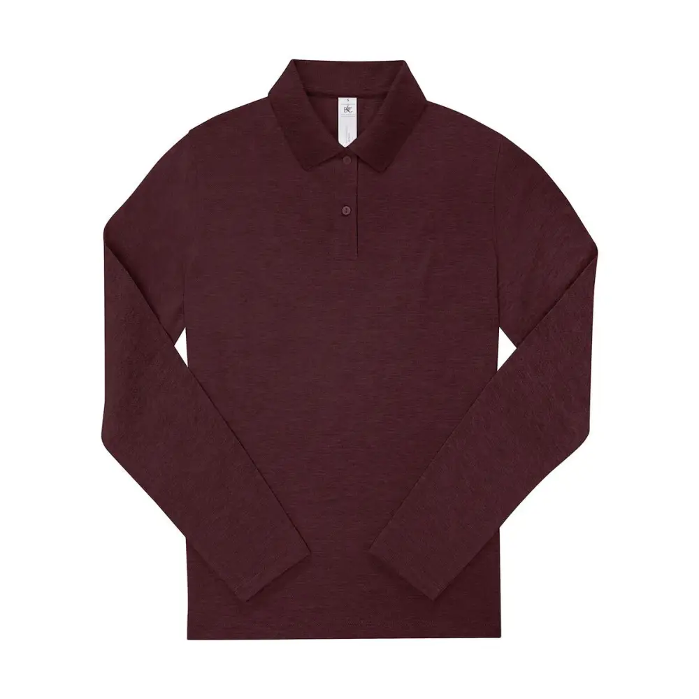B&C My Polo 210 LSL /Women - Heather Burgundy / XS