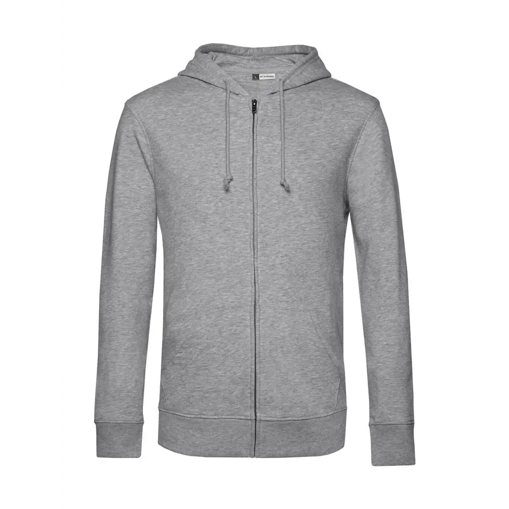 B&C Organic Inspire Zipped Hood - Heather Grey / XS