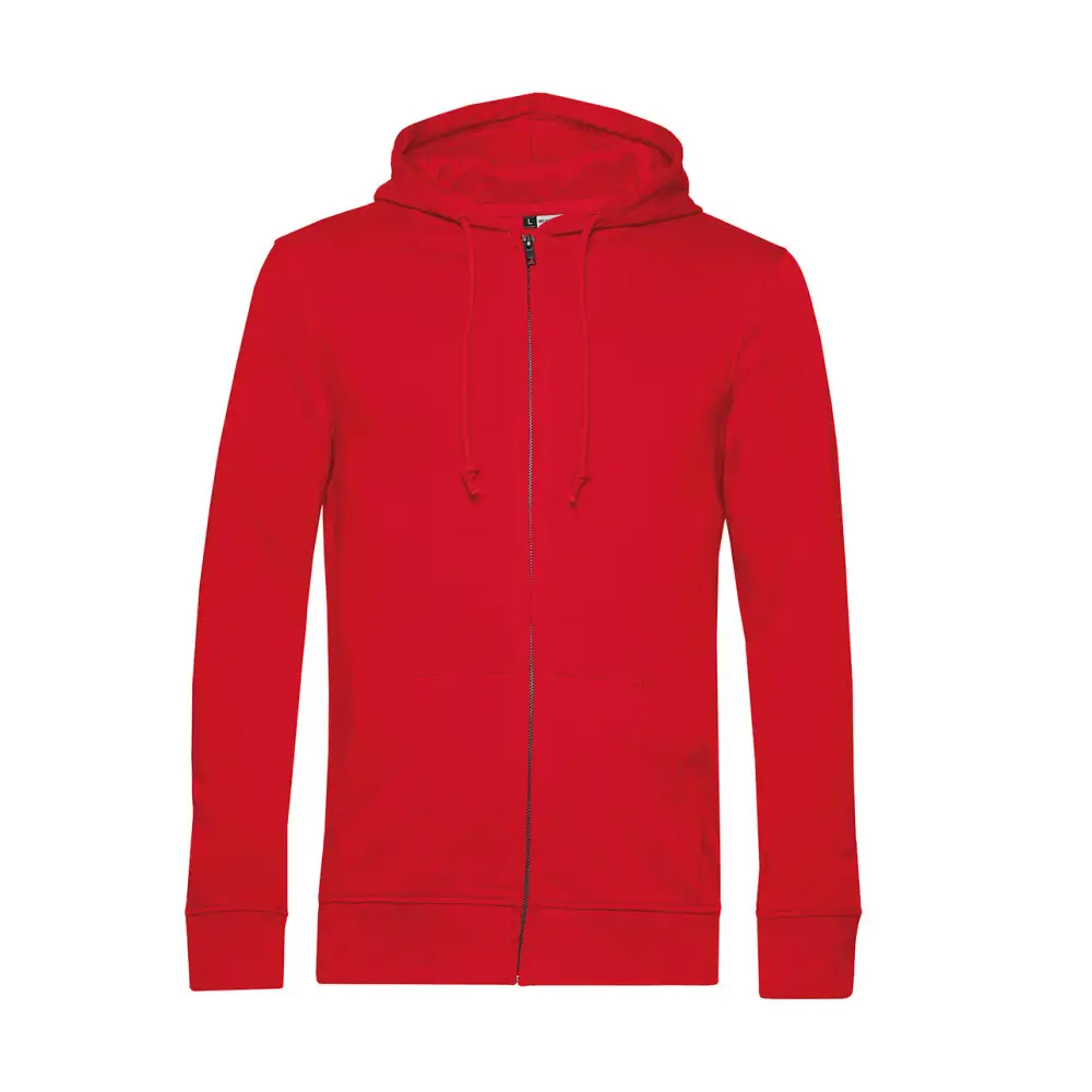 B&C Organic Inspire Zipped Hood - Red / XS