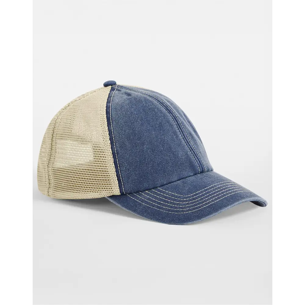 Beechfield 6 Panel Vintage Trucker - Vintage Denim/Stone
