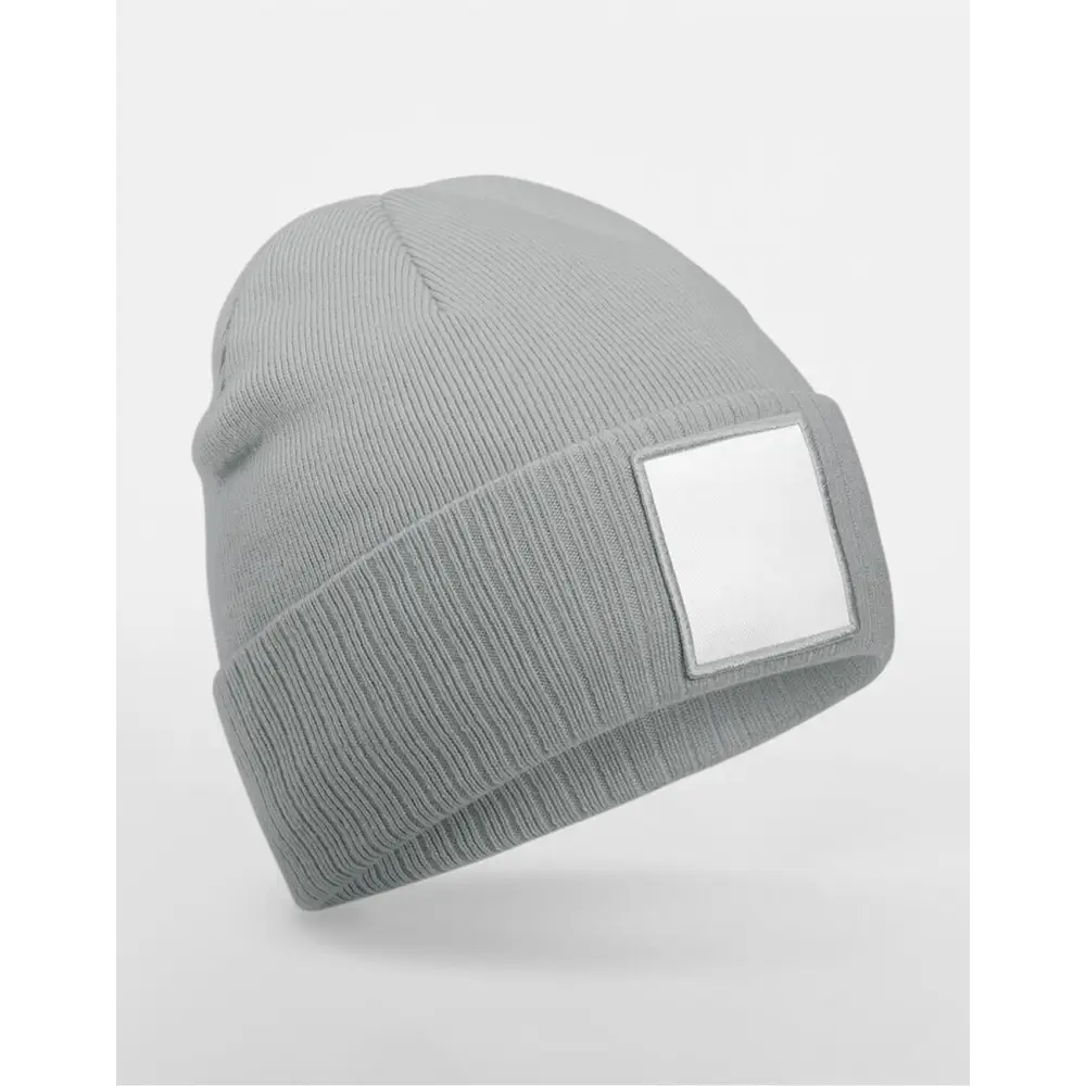 Beechfield Appliqué Patch Beanie - Ash-White