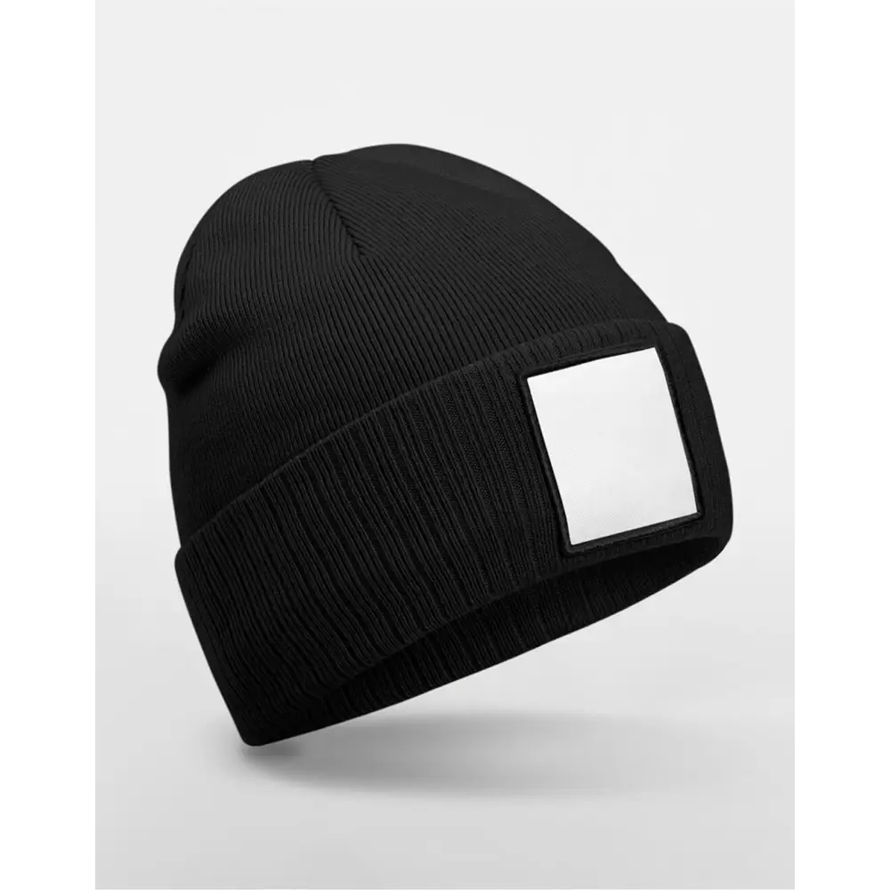 Beechfield Appliqué Patch Beanie - Black/White