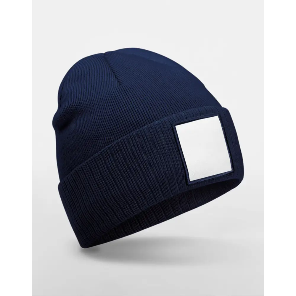 Beechfield Appliqué Patch Beanie - Oxford Navy/White