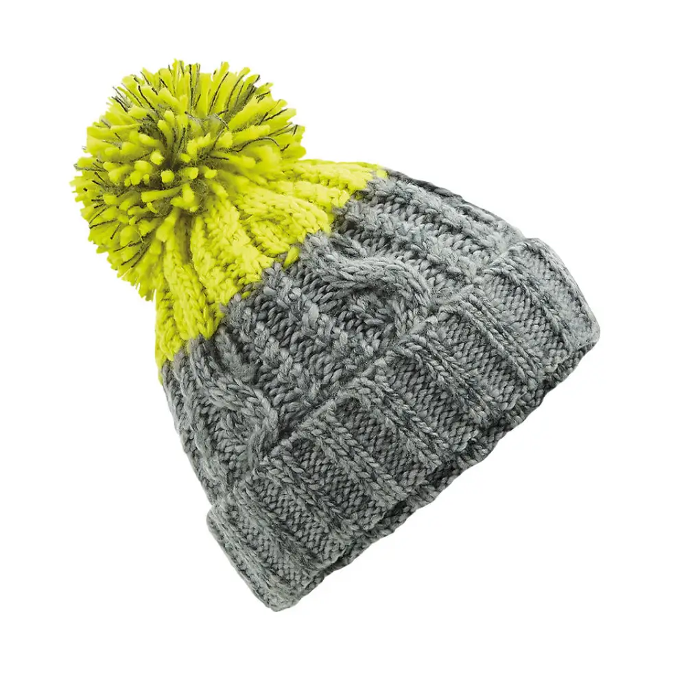 Beechfield Apres Beanie - Light Grey/Citron
