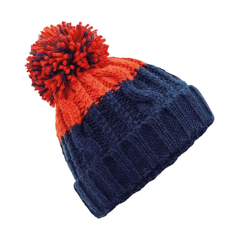 Beechfield Apres Beanie - Oxford Navy/Fire Red