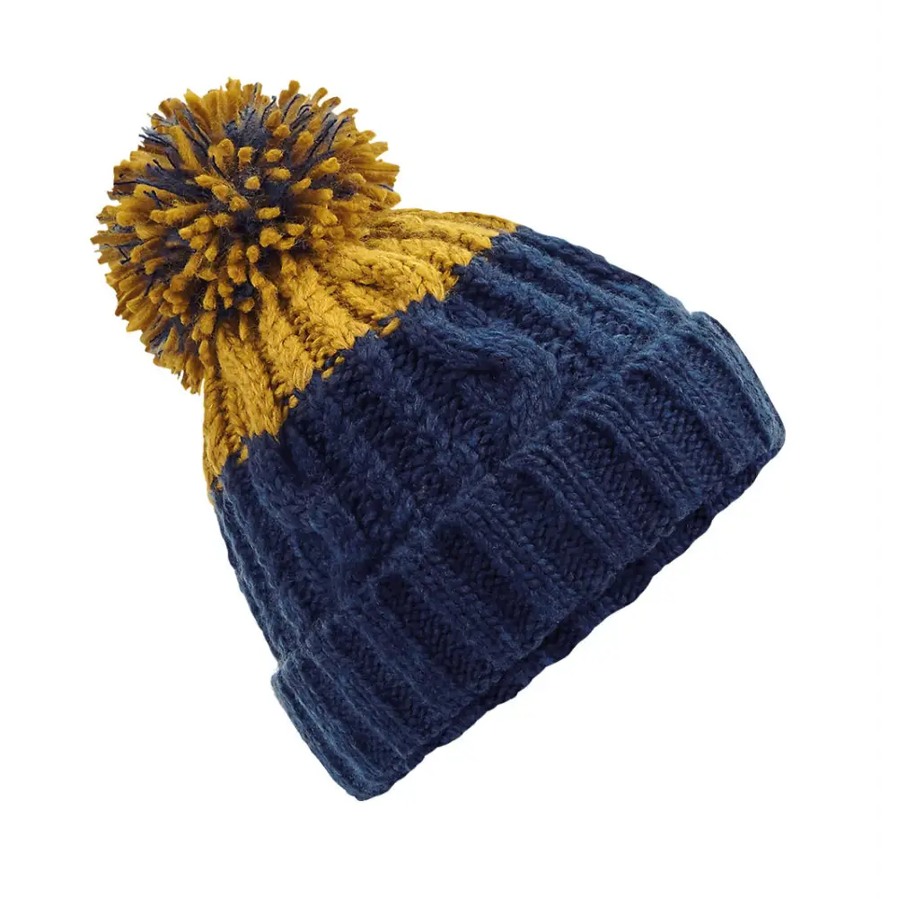 Beechfield Apres Beanie - Oxford Navy/Mustard