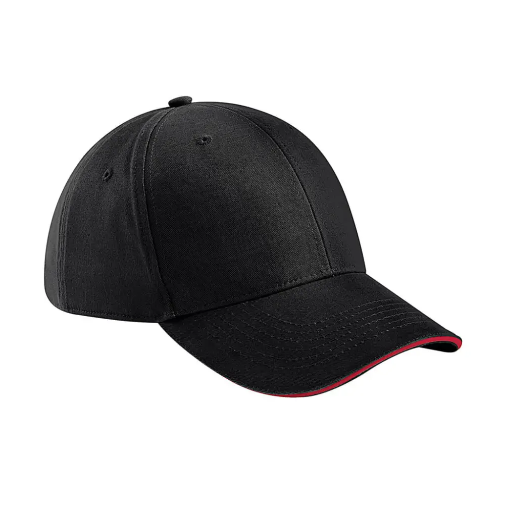 Beechfield Athleisure 6 Panel Cap - Black/Classic Red