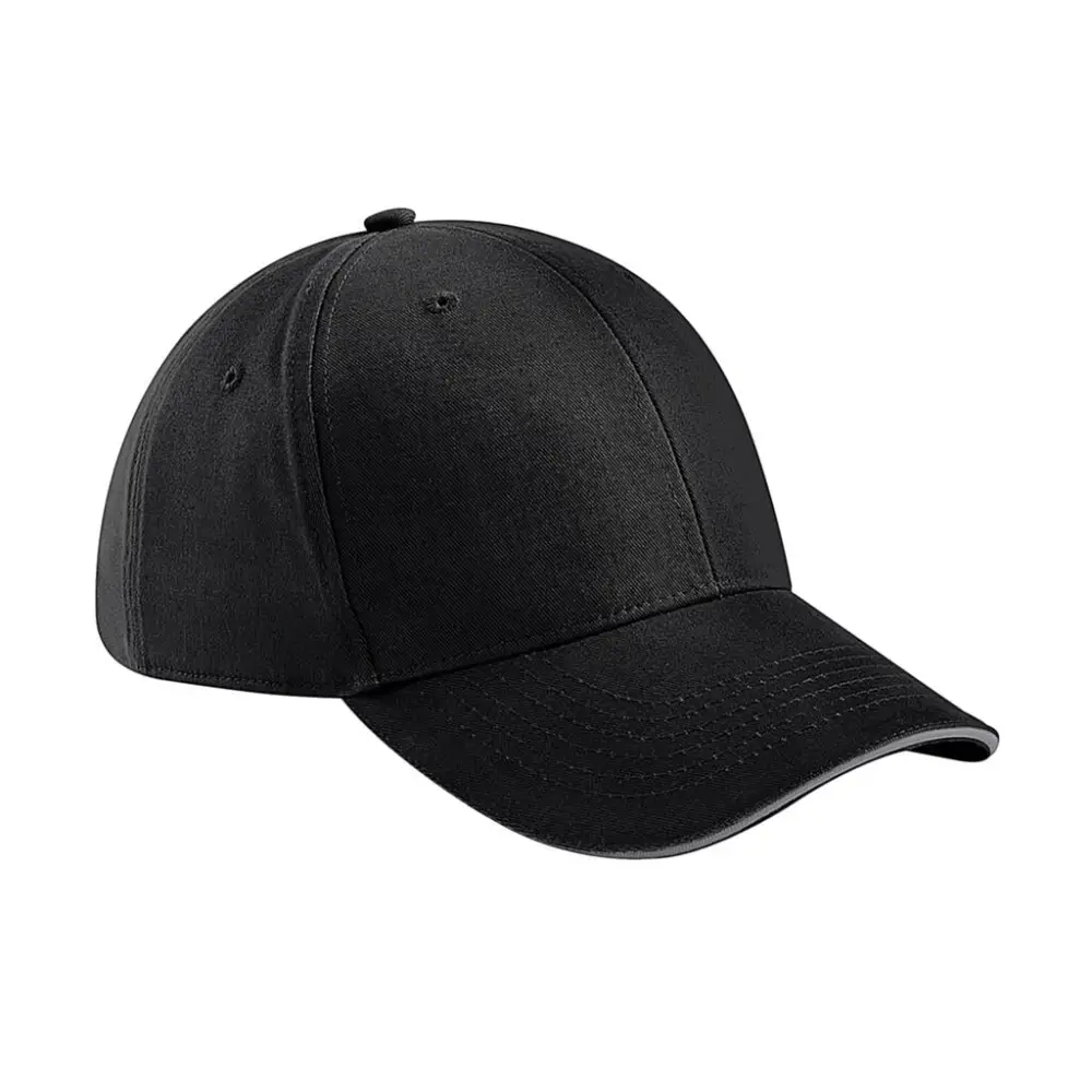 Beechfield Athleisure 6 Panel Cap - Black/Graphite Grey