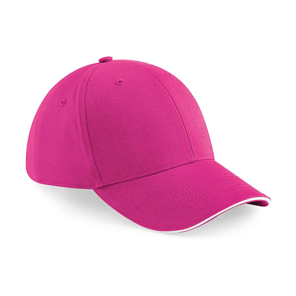 Beechfield Athleisure 6 Panel Cap - Fuchsia/White