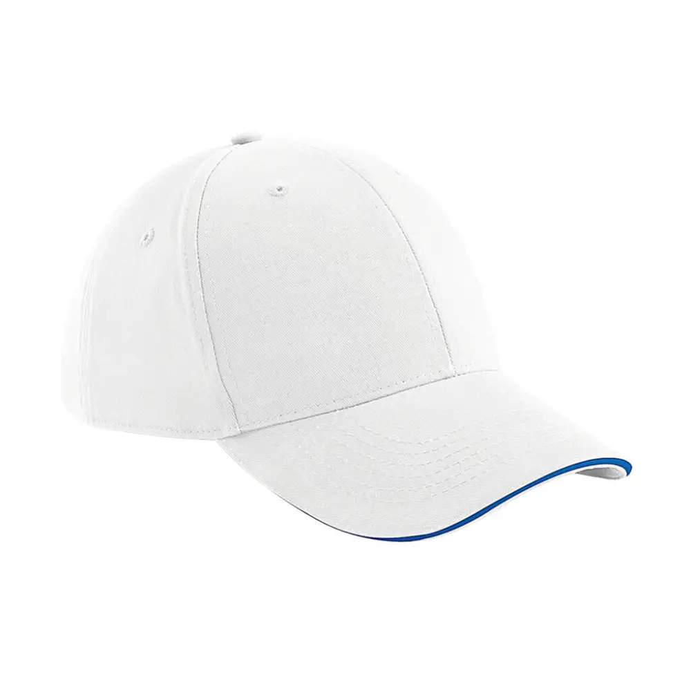 Beechfield Athleisure 6 Panel Cap - White/Bright Royal