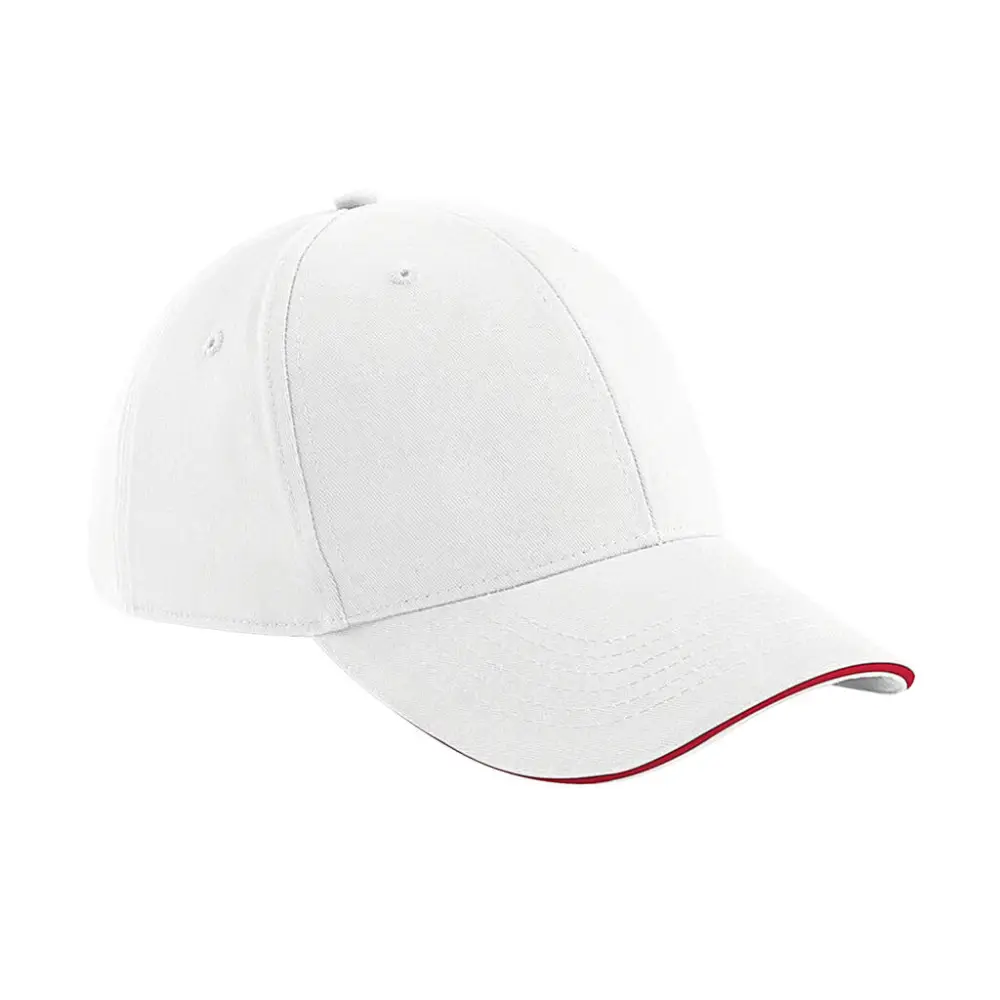 Beechfield Athleisure 6 Panel Cap - White/Classic Red