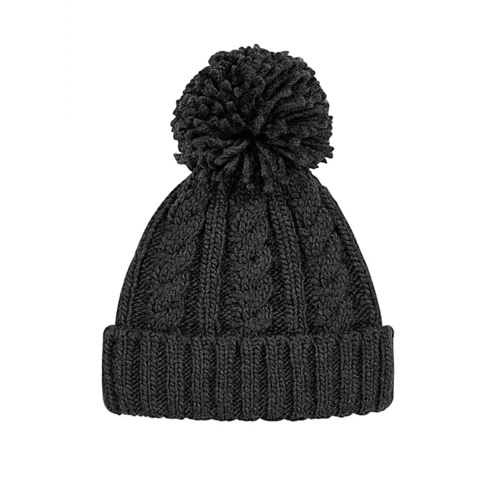 Beechfield Cable Knit Melange Beanie - Black / ONE SIZE