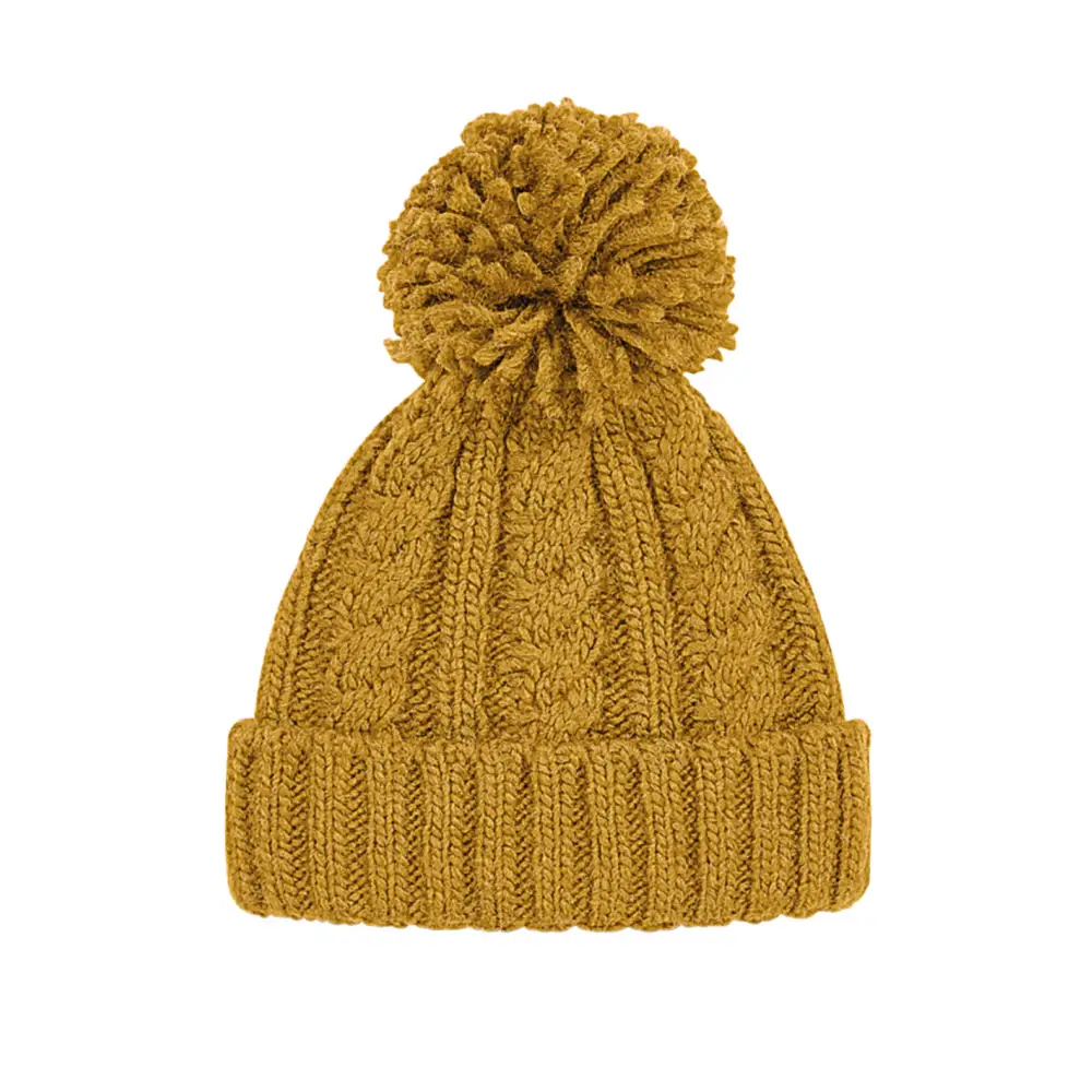 Beechfield Cable Knit Melange Beanie - Mustard / ONE SIZE