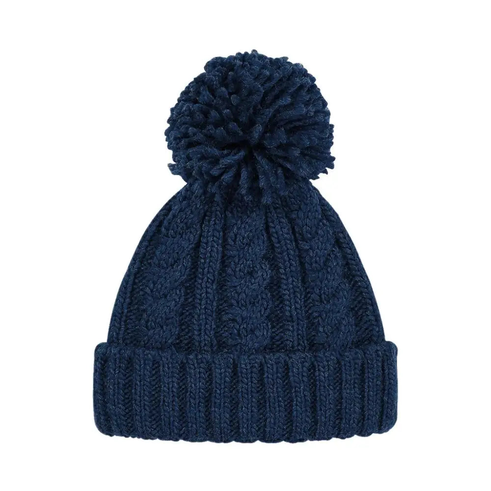 Beechfield Cable Knit Melange Beanie - Navy / ONE SIZE