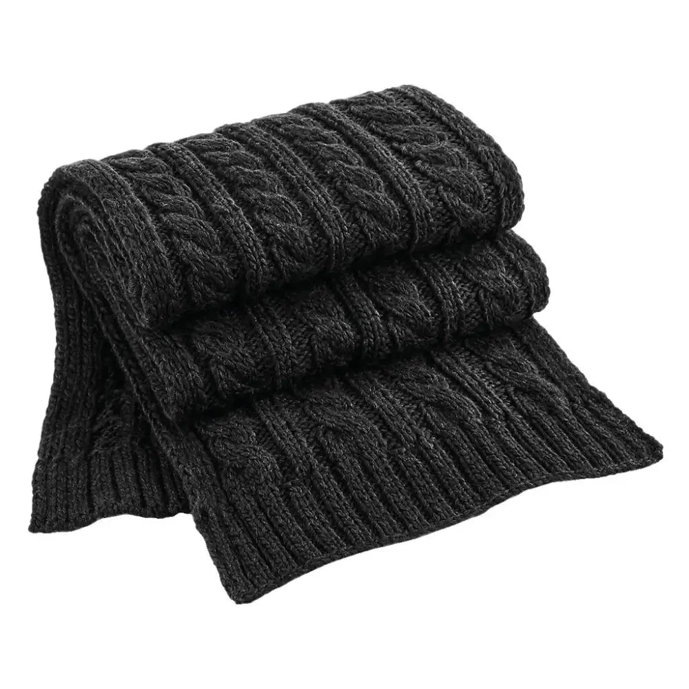 Beechfield Cable Knit Melange Scarf - Black