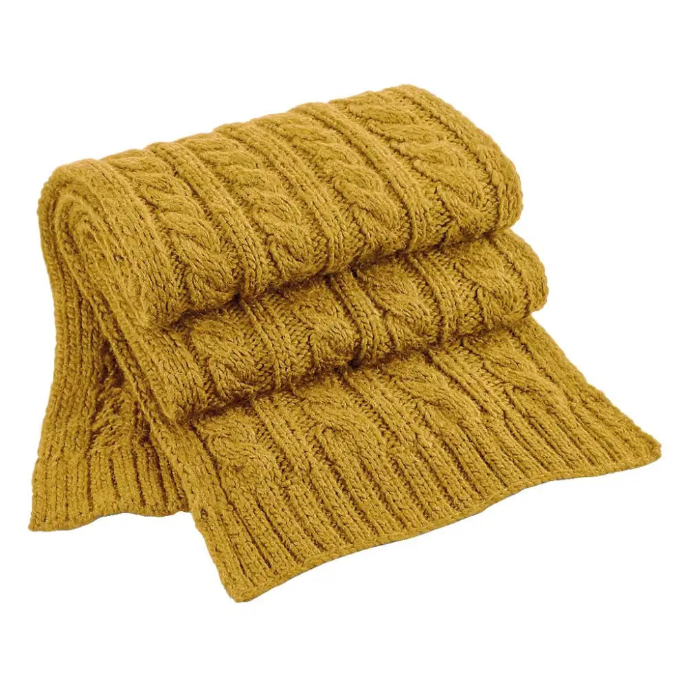 Beechfield Cable Knit Melange Scarf - Mustard