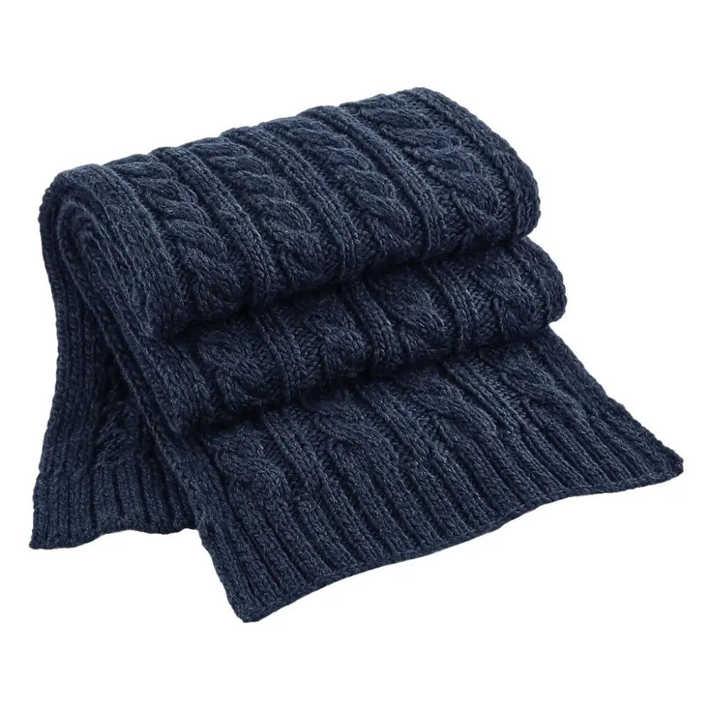 Beechfield Cable Knit Melange Scarf - Navy