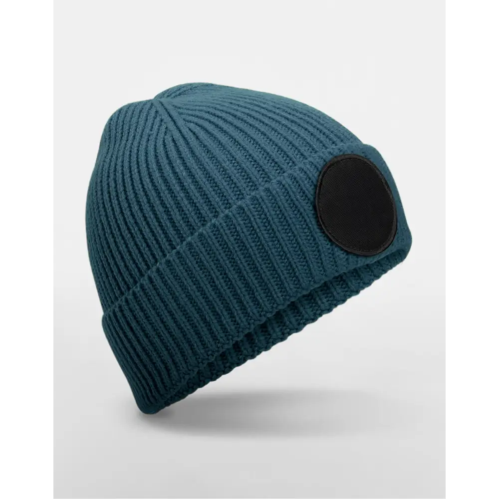 Beechfield Circular Fashion Patch Beanie - Airforce Blue/Black