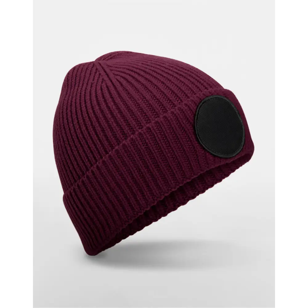 Beechfield Circular Fashion Patch Beanie - Burgundy/Black