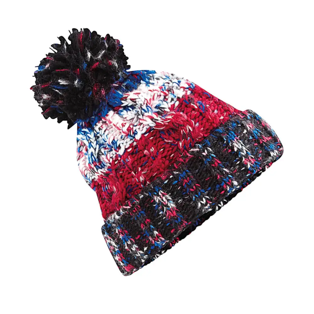 Beechfield Corkscrew Pom Pom Beanie - Black Jacks