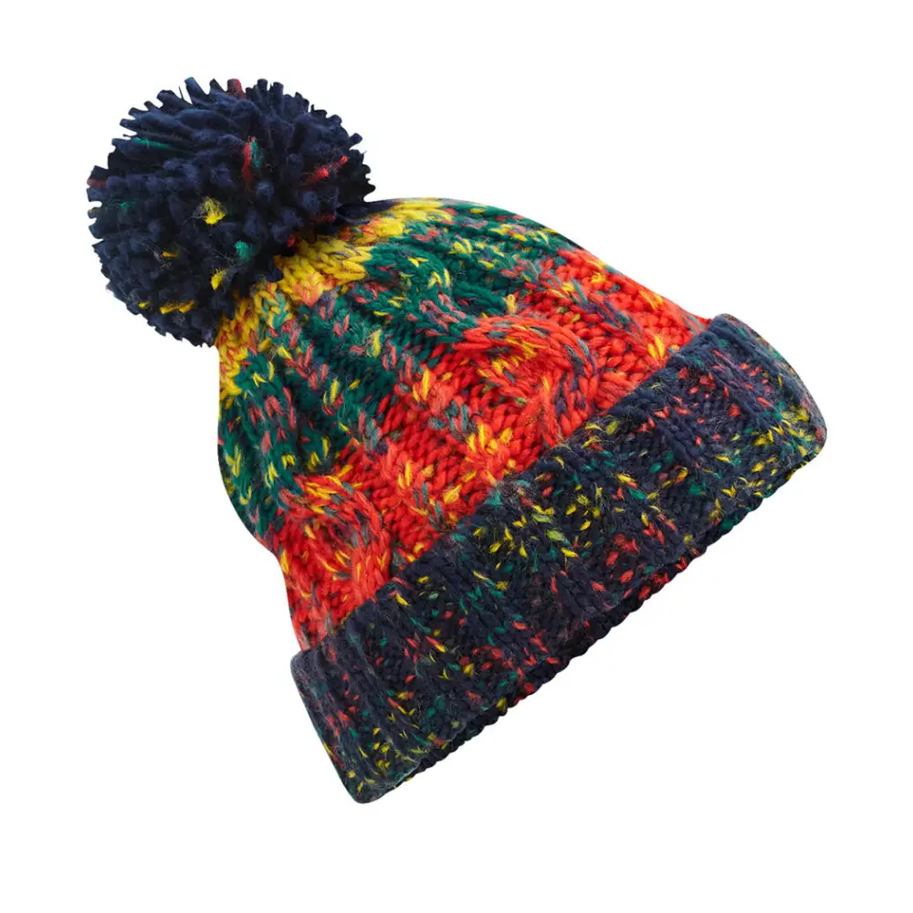 Beechfield Corkscrew Pom Pom Beanie - Crackling Campfire