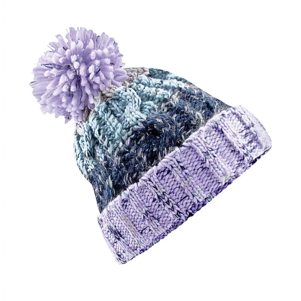 Beechfield Corkscrew Pom Pom Beanie - Lavender Fizz