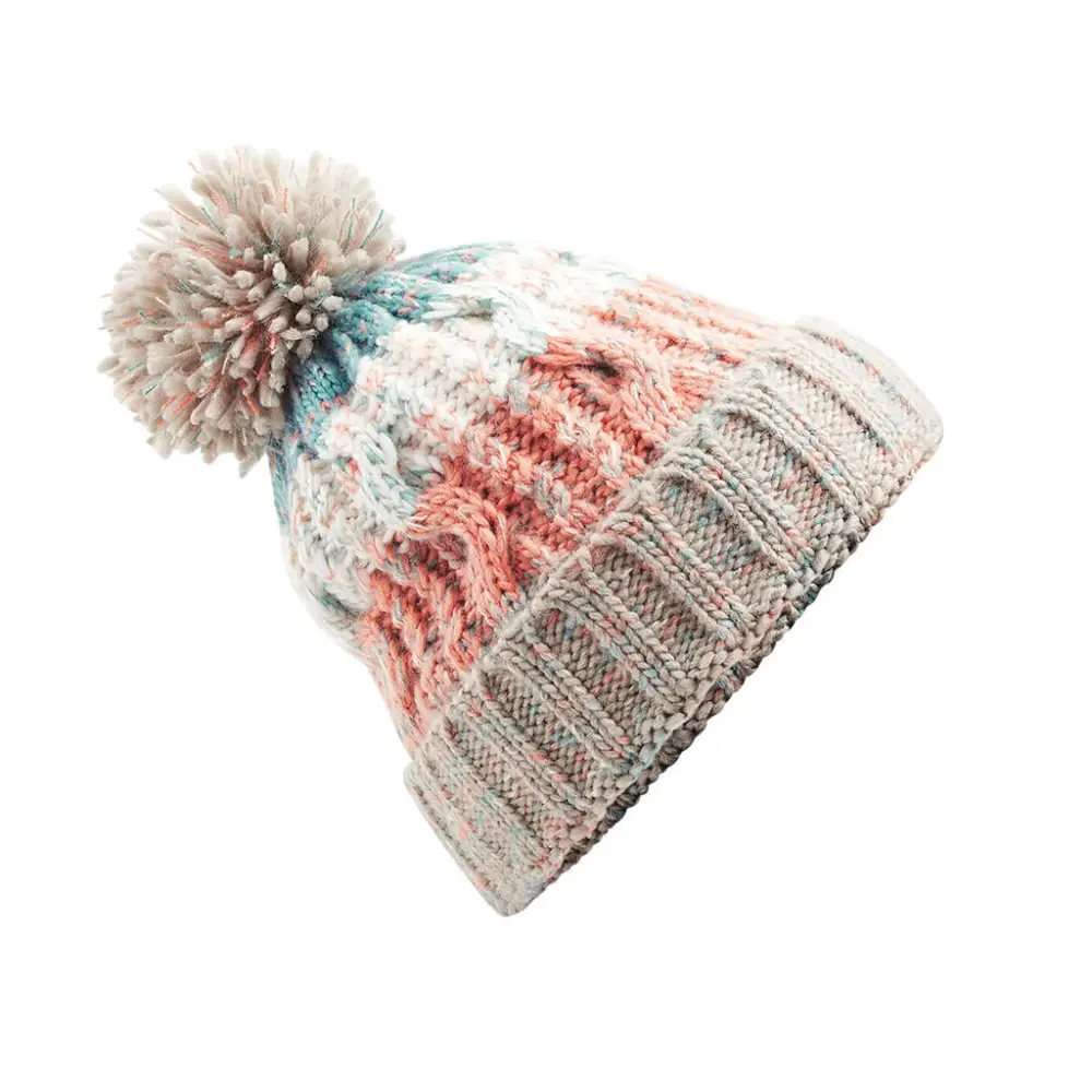 Beechfield Corkscrew Pom Pom Beanie - Milkshake Mix