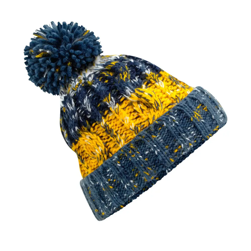 Beechfield Corkscrew Pom Pom Beanie - Morning Frost