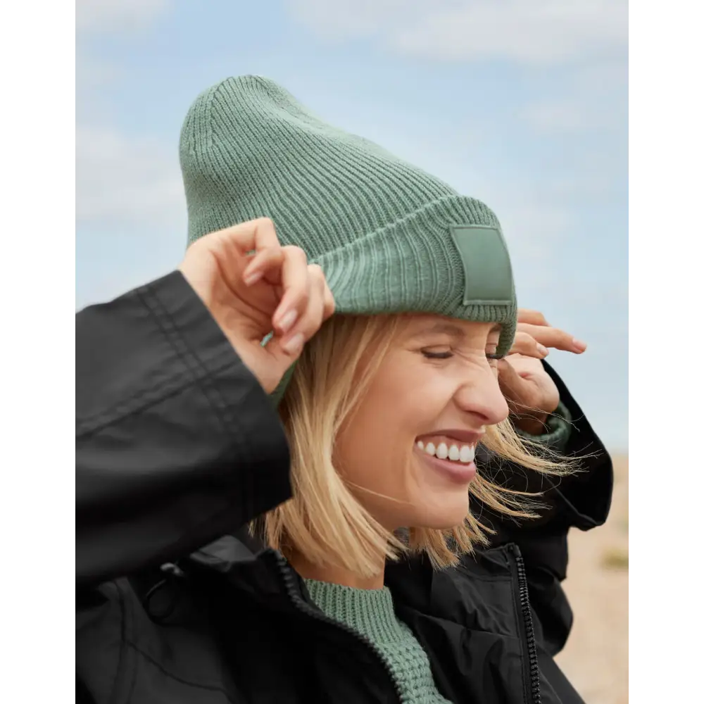 Beechfield Deep Cuffed Tonal Patch Beanie