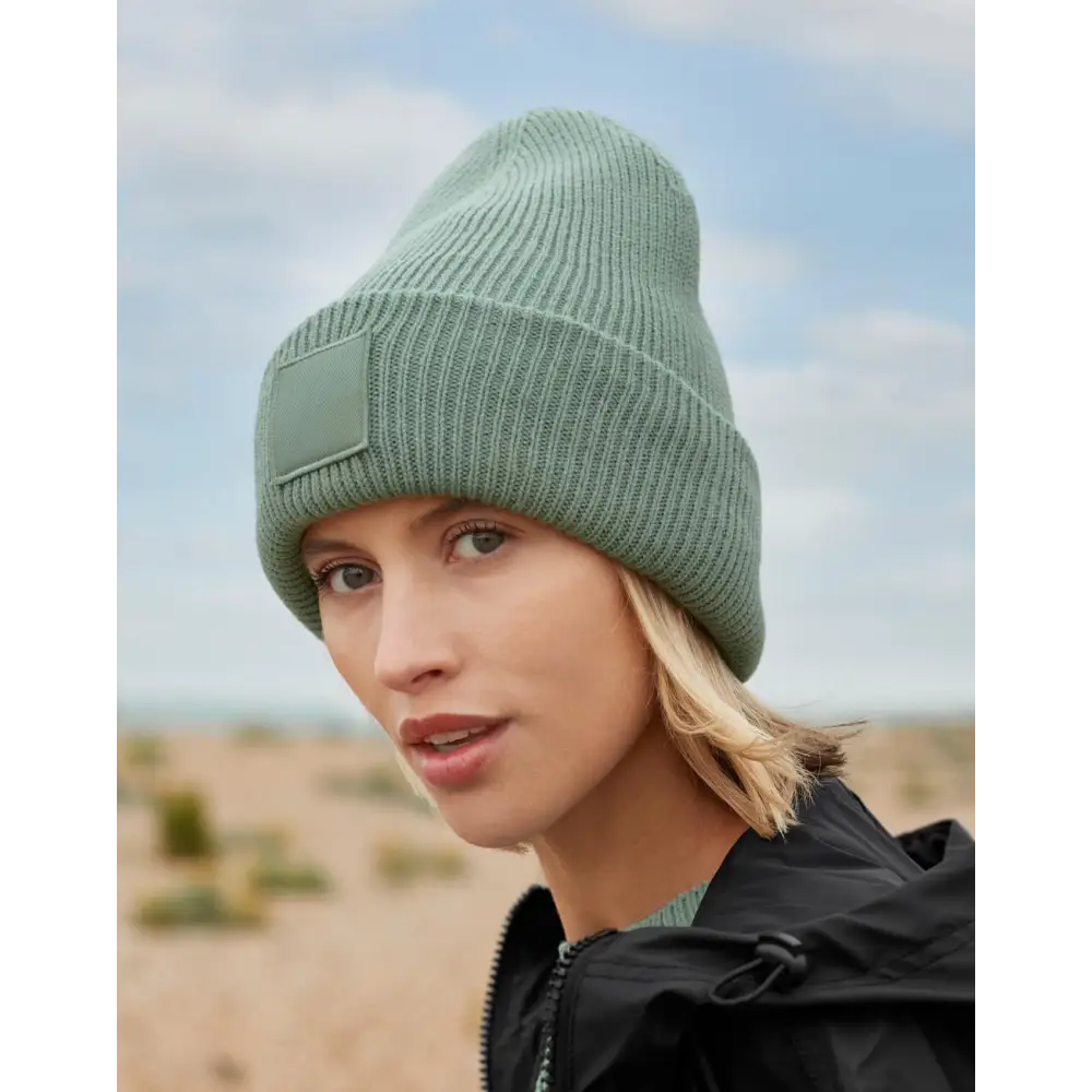 Beechfield Deep Cuffed Tonal Patch Beanie
