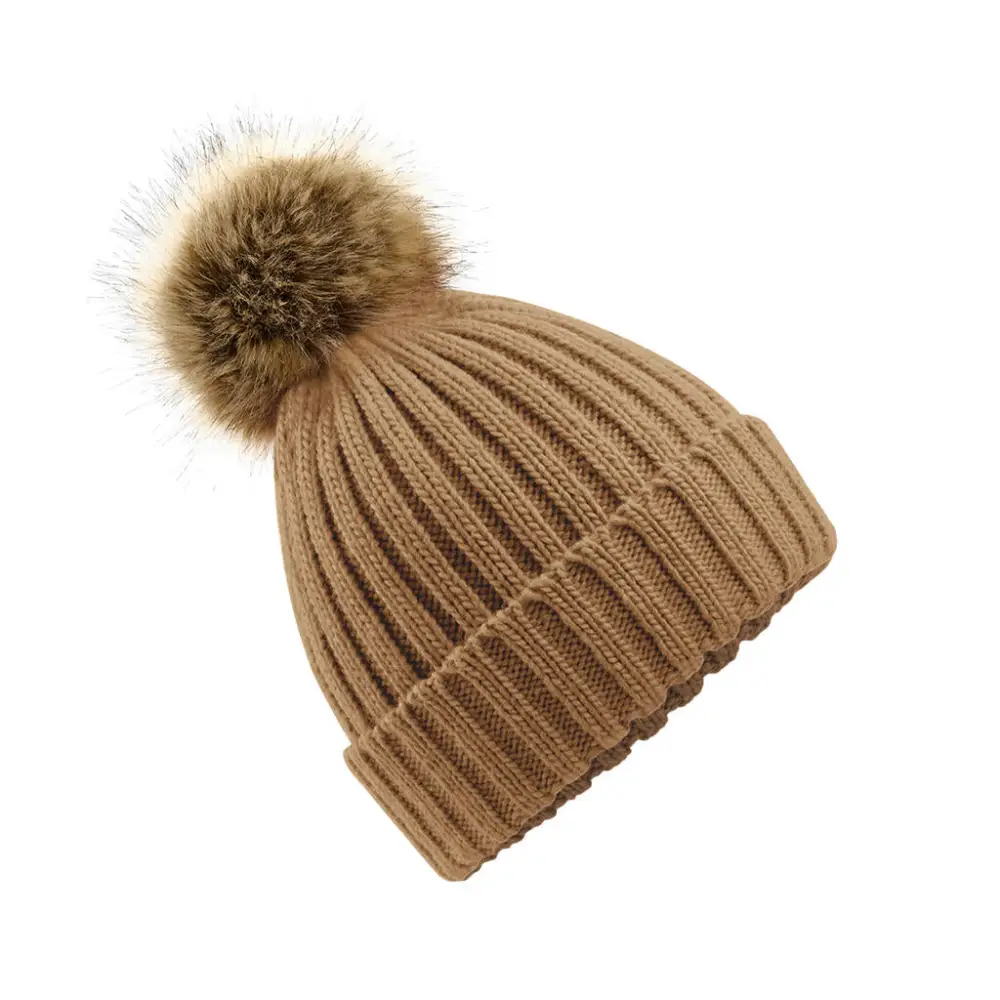 Beechfield Fur Pop Pom Chunky Beanie
