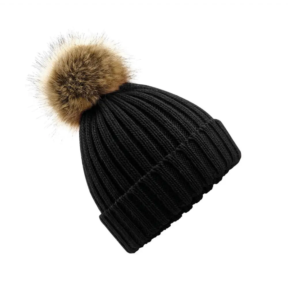 Beechfield Fur Pop Pom Chunky Beanie