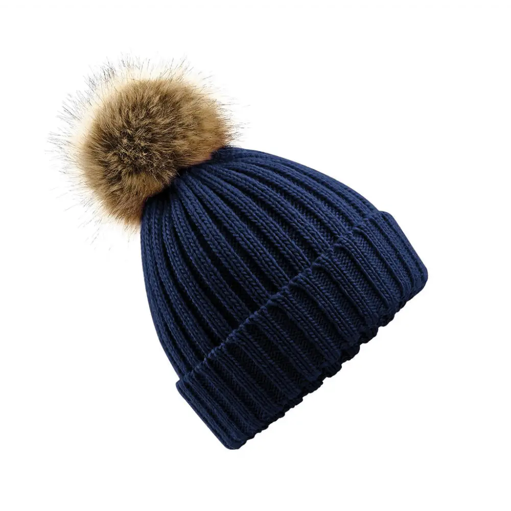 Beechfield Fur Pop Pom Chunky Beanie