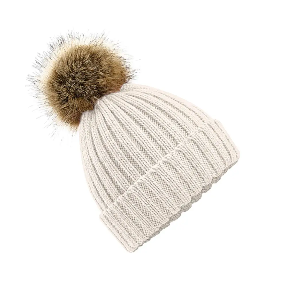 Beechfield Fur Pop Pom Chunky Beanie