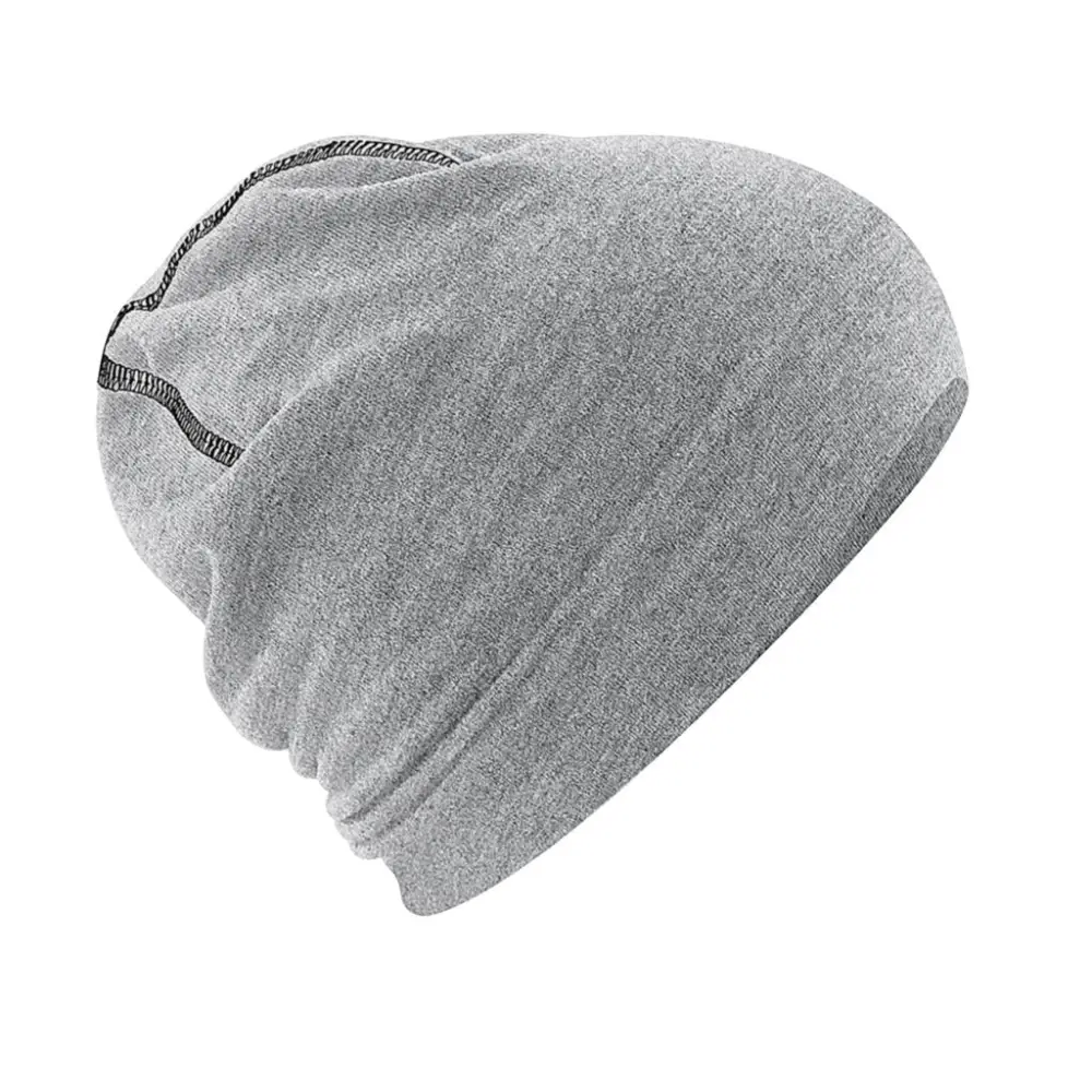 Beechfield Hemsedal Cotton Beanie - Heather Grey - Black
