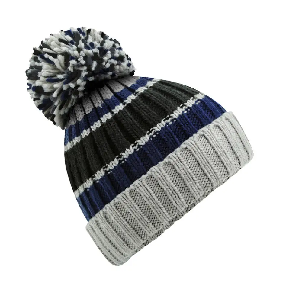Beechfield Hygge Striped Beanie - Blue Steel